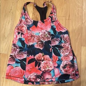 Lululemon Athletica Pink and Blue Floral Tank Top